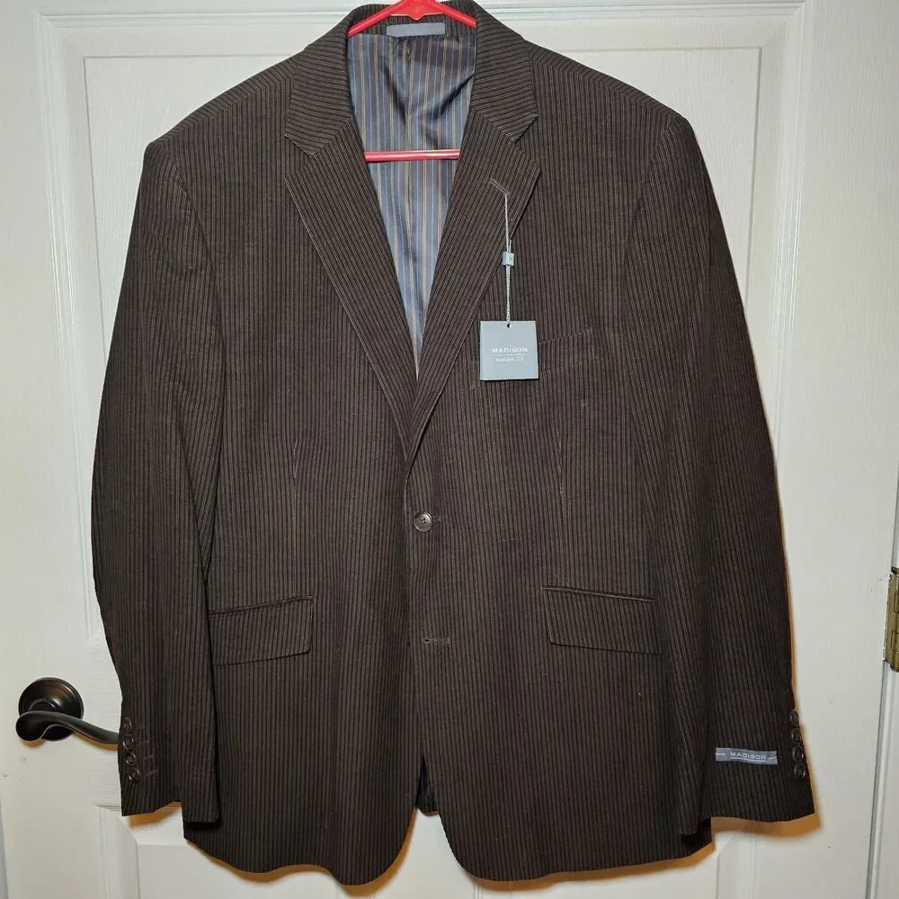 Madison Corduroy Pinstripe Brown Sport Coat Mens 44S NWT
